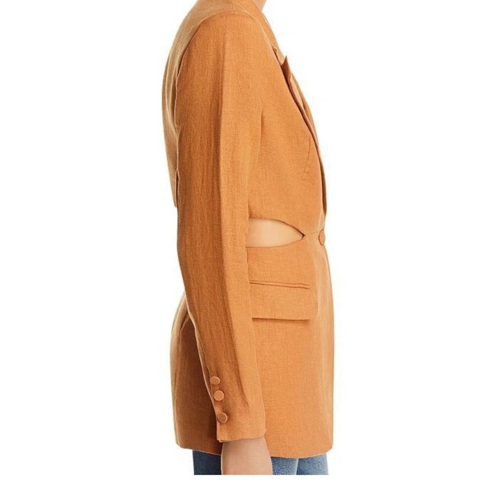 Bardot Domenica Linen Cotton Cut Out long Blazer orange camel Brown 59249JB - Picture 4 of 5